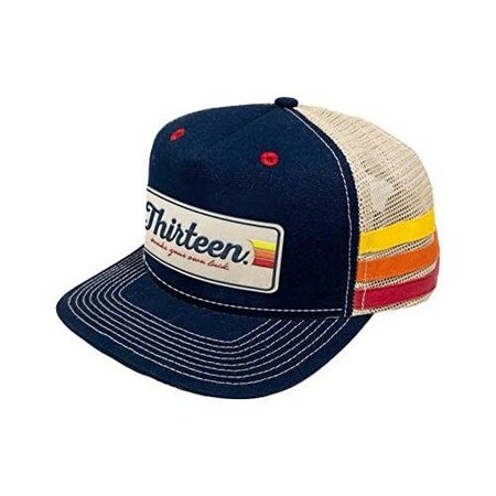 13 Fishing Colorado KoolAid Curved Brim, Snapback Ballcap, Blue  Tan WCursive Thirteen Text, Low Profile, Me HCB8